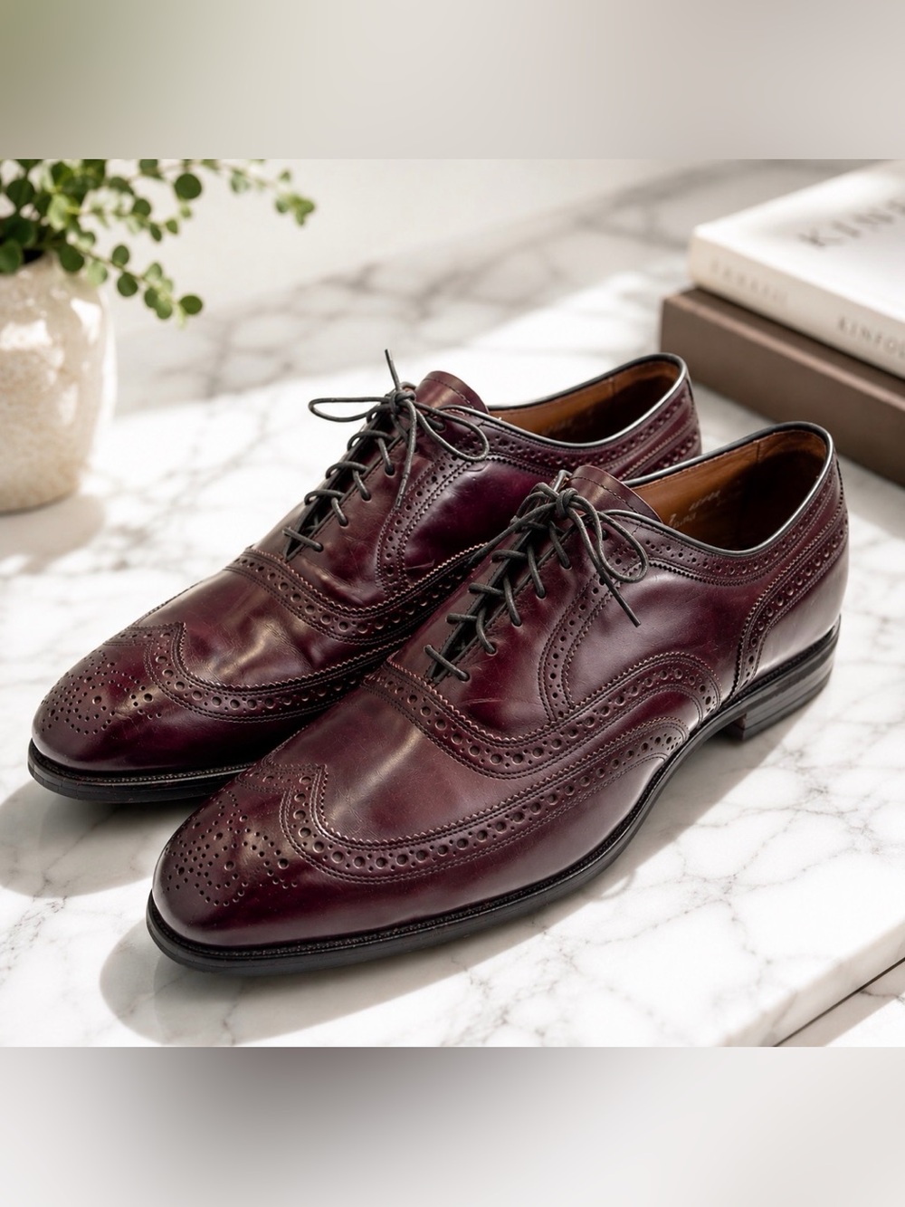 Allen Edmonds McAllister Oxblood Wingtip Oxford 14D USA Leather Dress Shoe